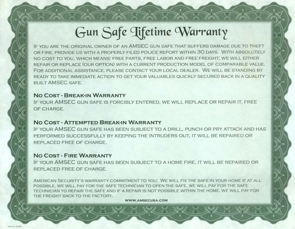 Tulsa Residential Gun Safe Warranty